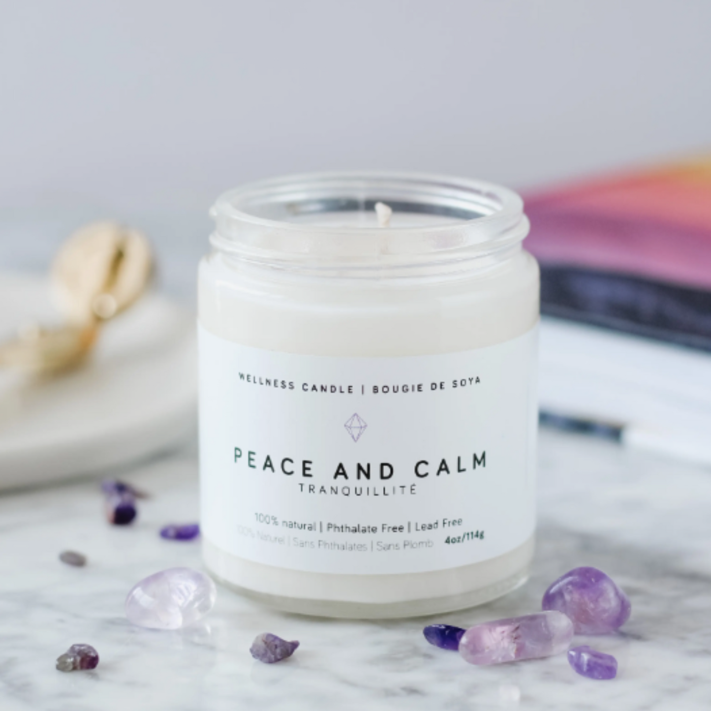 Peace and Calm Crystal Soy Candle